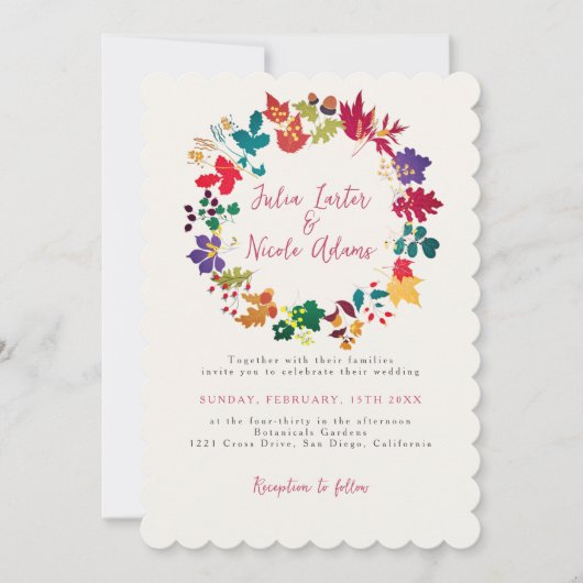 Invitation Mariage de fleurs de prés pourpre jaune moutarde d (Devant)