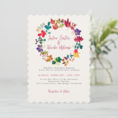 Invitation Mariage de fleurs de prés pourpre jaune moutarde d (Debout devant)