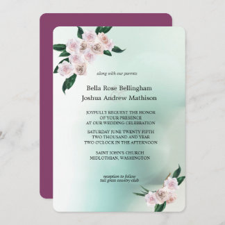 Invitation Mariage de fleurs de rose douce