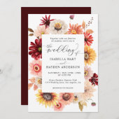 Invitation Mariage de fleurs de soleil de Bourgogne (Devant / Derrière)