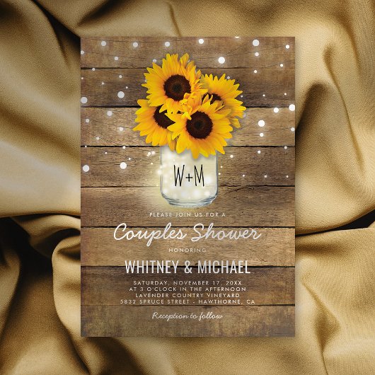 Invitation Mariage de fleurs de soleil en bois rustique