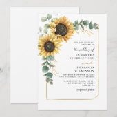 Invitation Mariage de fleurs de tournesol (Devant / Derrière)