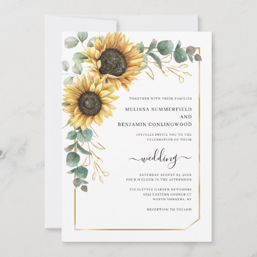 Invitation Mariage de fleurs de tournesol (Devant)