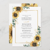 Invitation Mariage de fleurs de tournesol (Devant / Derrière)