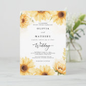 Invitation Mariage de fleurs de tournesol doré (Debout devant)