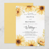 Invitation Mariage de fleurs de tournesol doré (Devant / Derrière)