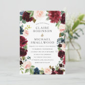 Invitation Mariage de fleurs de vin blanc et rouge (Debout devant)
