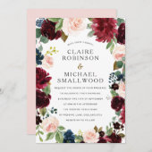 Invitation Mariage de fleurs de vin blanc et rouge (Devant / Derrière)