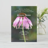 Invitation Mariage de fleurs d'échinacée rose (Debout devant)
