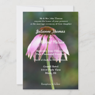Invitation Mariage de fleurs d'échinacée rose
