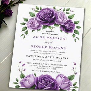Invitation Mariage de fleurs d'été de Bohème pourpre Bohème