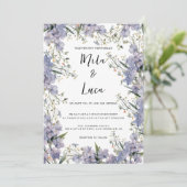 Invitation Mariage de fleurs d'été de menthe bleue lavande (Debout devant)