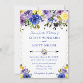 Invitation Mariage de fleurs d'été pourpre et crème (Devant)