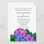 Invitation Mariage De Fleurs D'Hydrangée Bleue Et Rose (Devant / Derrière)
