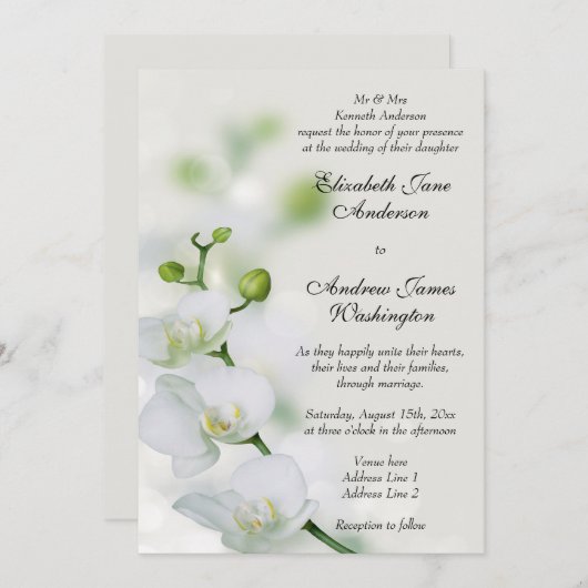 Invitation Mariage de fleurs d'orchidées (Devant / Derrière)