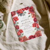 Invitation Mariage de fleurs dorées Roses rousses