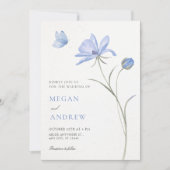 Invitation Mariage de fleurs douces bleues (Devant)