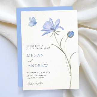 Invitation Mariage de fleurs douces bleues