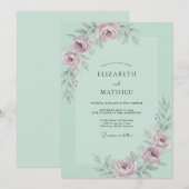 Invitation Mariage de Fleurs Douces et de Menthe en Arche (Devant / Derrière)
