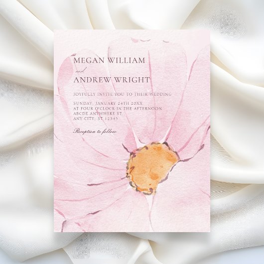Invitation Mariage de fleurs écloses esthétique rose