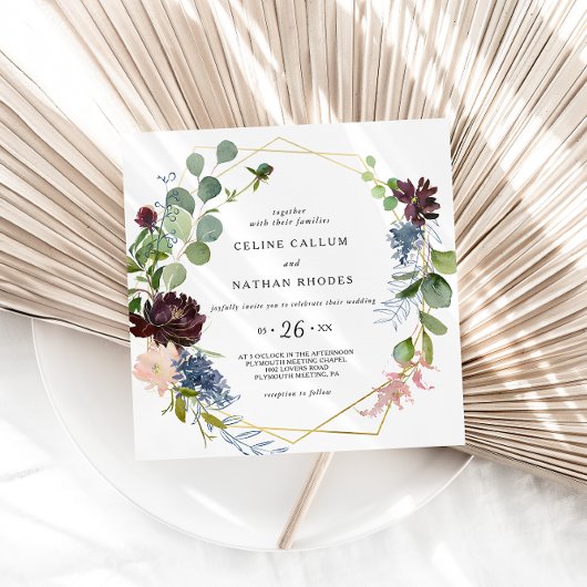 Invitation Mariage de fleurs et de verdure de Bourgogne géomé