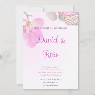 Invitation Mariage de fleurs et papillons tropicau
