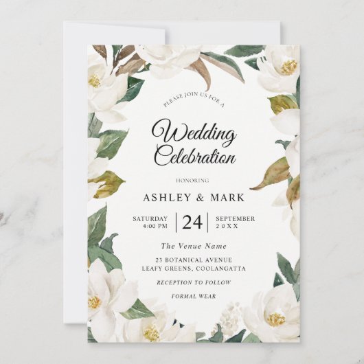 Invitation Mariage de fleurs florales botaniques (Devant)