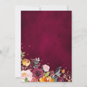 Invitation Mariage de fleurs florales de Bourgogne d'automne (Dos)