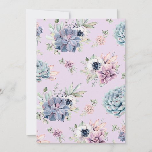 Invitation Mariage de fleurs florales rustiques Succulentes (Dos)