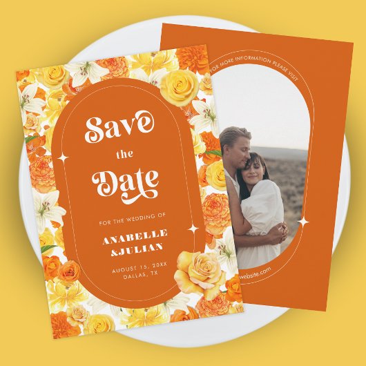 Invitation Mariage de fleurs florales Super rétro