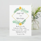 Invitation Mariage de fleurs jaunes Feuilles (Debout devant)