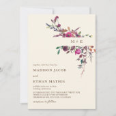 Invitation Mariage de fleurs multicolore Watercolor (Devant)