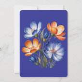 Invitation Mariage de Fleurs Orange et Bleu Cobalt (Dos)