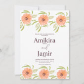 Invitation Mariage de fleurs peintes à la main de l'aquarelle (Devant)