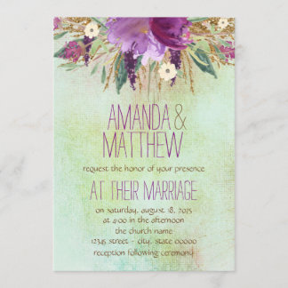 Invitation Mariage de fleurs peintes aquarelle
