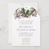 Invitation Mariage de fleurs pourpres Turquoises vintages (Devant)