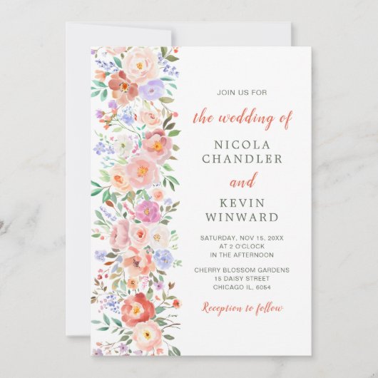 Invitation Mariage de fleurs printanières (Devant)