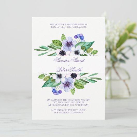 Invitation Mariage De Fleurs Pures Et Roses (Debout devant)