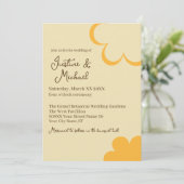 Invitation Mariage de fleurs rétro jaune et orange (Debout devant)