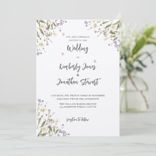 Invitation Mariage de fleurs romantiques Whimsical (Debout devant)