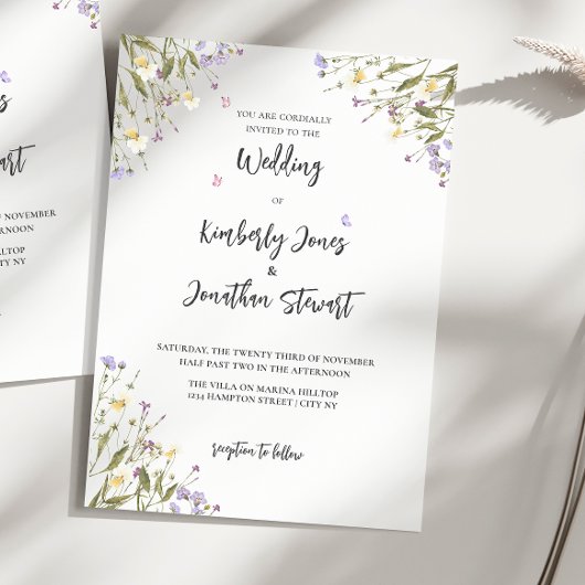 Invitation Mariage de fleurs romantiques Whimsical