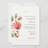 Invitation Mariage de fleurs Rose aquarelle (Devant)