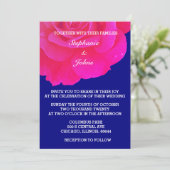 Invitation Mariage de fleurs Rose bleu de la marine rose chau (Debout devant)