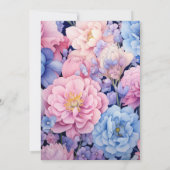 Invitation Mariage de fleurs rose et bleu doux (Dos)