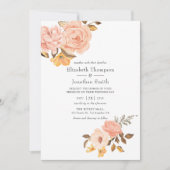 Invitation Mariage de fleurs rose et or (Devant)