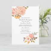 Invitation Mariage de fleurs rose et or (Debout devant)