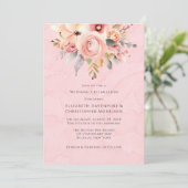 Invitation Mariage de fleurs rose et or chic (Debout devant)