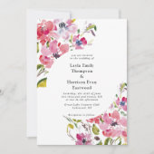 Invitation Mariage de fleurs rose Fleur sauvage aquarelle (Devant)