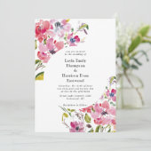 Invitation Mariage de fleurs rose Fleur sauvage aquarelle (Debout devant)