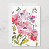 Invitation Mariage de fleurs rose Fleur sauvage aquarelle (Dos)